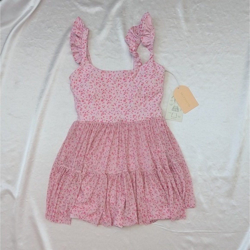 New Blogilates Women's Ballerina Ruffle Dress Pink Floral Activewear XS (0-2)